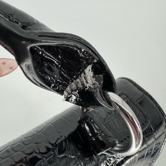 Guess Embossed Bay View Satchel Top Handle Croc Purse - Picture 7 of 15